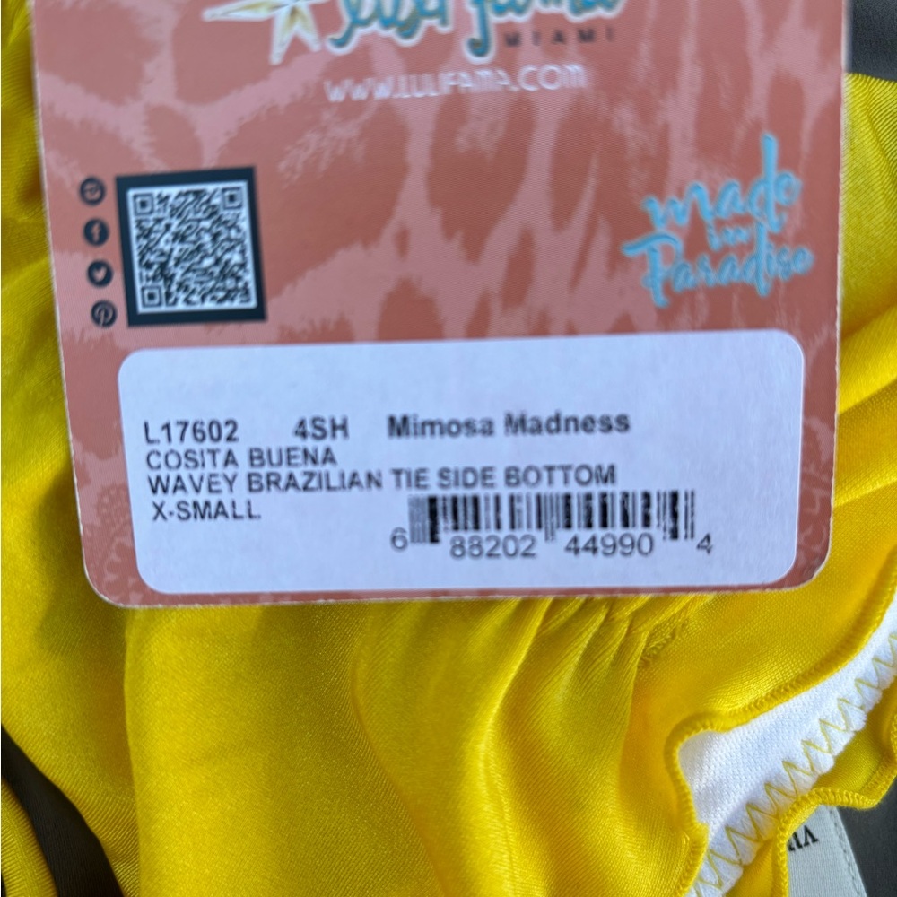 Luli Fama Yellow String Bikini Bottom NWT - Picture 4 of 8